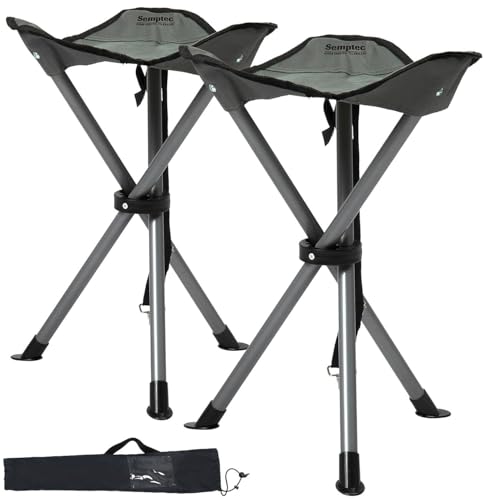 Semptec Urban Survival Technology Falthocker: 2er-Set Dreibein-Camping-Hocker, 43 cm Sitzhöhe, mit Tragetasche (3-Bein-Hocker, Klapphocker faltbar, Tasche) von Semptec Urban Survival Technology