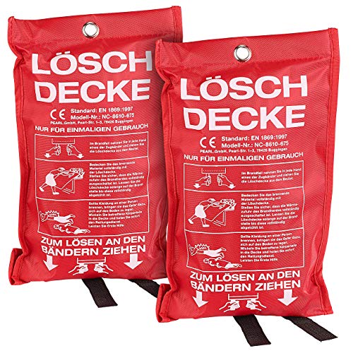 Semptec Urban Survival Technology Feuerschutzdecke: 2er-Set Glasfaser-Feuerlöschdecke, 100 x 100 cm (Brandschutzdecke, Löschdecken, Feuerlöscher) von Semptec Urban Survival Technology