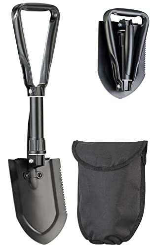 Semptec Urban Survival Technology Schneeschaufel: 3in1-Kombi-Klappspaten mit Säge & Spitzhacke, aus Carbonstahl, Tasche (Campingschaufel, Klappspaten Camping, Sägeblätter) von Semptec Urban Survival Technology
