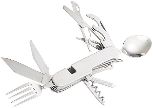 Semptec Urban Survival Technology Taschenmesser mit Gabel: 14in1-Edelstahl-Klappbesteck und Taschenmesser für Camping und Outdoor (mit Gabel teilbar, mit und Löffel, Tasche) von Semptec Urban Survival Technology