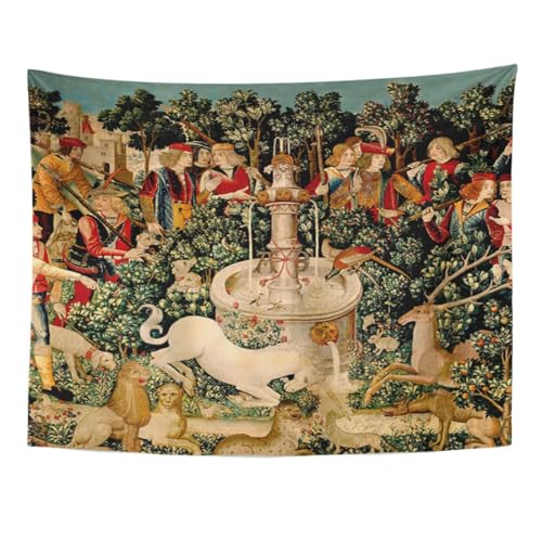 Semtomn Wandteppich, Kunstwerk, Wandbehang, Kritzelfliege, Einhorn, mittelalterliche Jagd, die gefundenen Mythischen Kreaturen, 152,4 x 203,2 cm, Heimdekoration, Wandteppich, Matratze, Tischdecke, Semtomn Wandteppich, Kunstwerk, Wandbehang, Kritzelfliege, Einhorn, mittelalterliche Jagd, die gefundenen Mythischen Kreaturen, 152,4 x 203,2 cm, Heimdekoration, Wandteppich, Matratze, Tischdecke, von Semtomn
