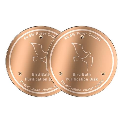 Semusgx Kupferplatte Wasserreiniger für Vogeltränke mit 3-Punkt-Unterstützung, natürlicher Wasserreiniger, universelles Outdoor-Vogeltränken-Zubehör (6, Gelb) von Semusgx