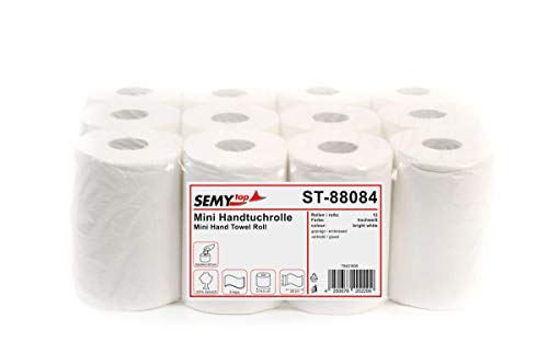 Semy Top Handtuchrolle Mini, Innenabwicklung 20 cm, 2 lagig, hochweiß, 1er Pack (1 x 12 Stück) von SemyTop