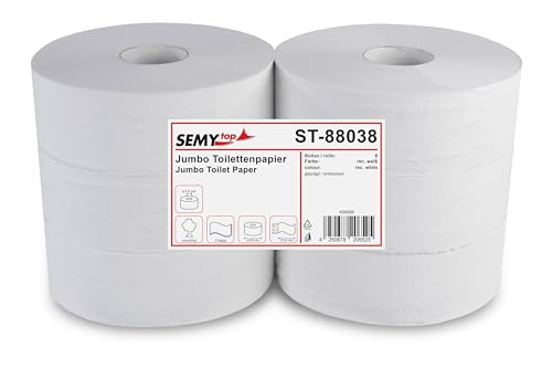 Semy Top ST-88038 Jumbo-Toilettenpapier, 2-lagig, Recycling, Durchmesser 28 cm (6-er Pack) von SemyTop