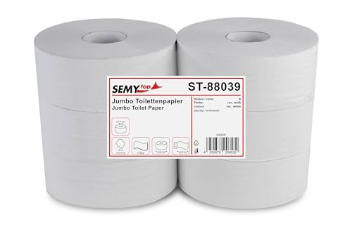 Semy Top ST-88039 Jumbo-Toilettenpapier, 2-lagig, Recycling, Durchmesser 25 cm (6-er Pack) von SemyTop