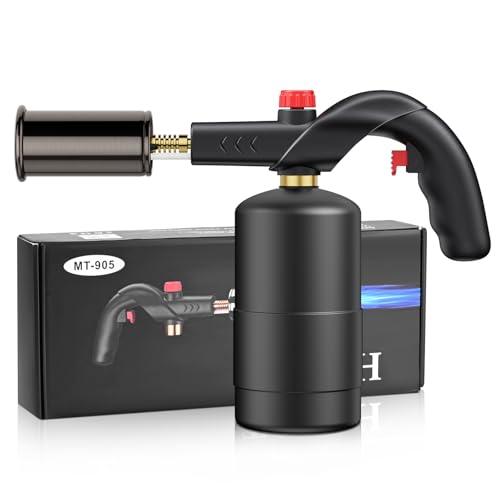 SenDeluz Flambierbrenner,Bunsenbrenner Küche Gasbrenner für Klempnerarbeiten Löten Kochen, Trigger-Start Flamme einstellbar sicheres Design mit Handschutz Propan Torch Kit mit Selbstzündung von SenDeluz