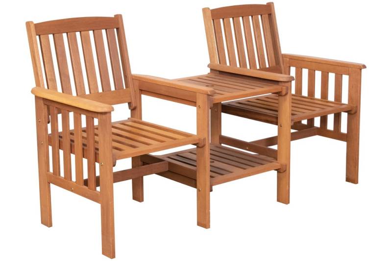 SenS-Line Gartenbank Gartenbank Miami Tete a Tete 2 Sitzer Bank mit Tisch Meranti Holz FSC von SenS-Line