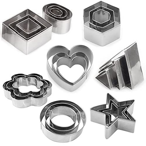 Ausstechformen Set 24 Stück Ausstecher Edelstahl Keksausstecher Rund Herz Ausstechform Mini Ausstechformen Cookie Cutter für Backen von SenZee
