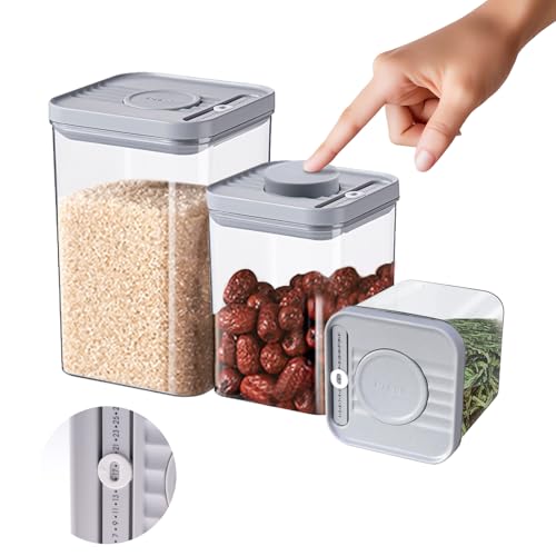 SenaiMy Vorratsdosen mit Deckel Luftdicht 3 Stück Frischhaltedosen Set Aufbewahrungsbox Küche Organizer Plastik Lebensmittelaufbewahrung Vorratsbehälter BPA-Frei für Mehl,Hafer,Getreide von SenaiMy