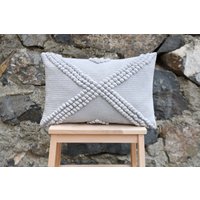 Rustikale Gehäkelte Kissenhülle Aus Baumwolle, Gehäkeltes Kissen, Strickkissenbezug, Kissenbezug, Grau von SenamonAccessories