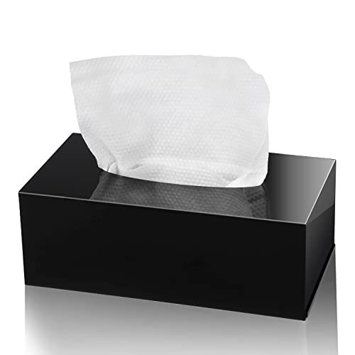 Handgefertigt Tücherbox aus Acryl 25×13×9cm Kosmetiktücherbox Rechteckige,Tissue Box für Esszimmer,Büro,Auto,Badezimmer (Schwarz) von Senbaler