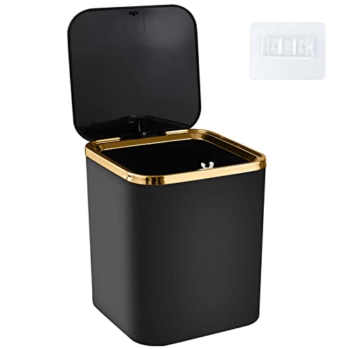 Senbaler Klein Tisch Mülleimer mit Deckel 2.8L,Mini Tischabfalleimer für Esszimmer,Bäd,Büros,Schlafzimmer,ABS,Leichter Luxus (Schwarz) von Senbaler