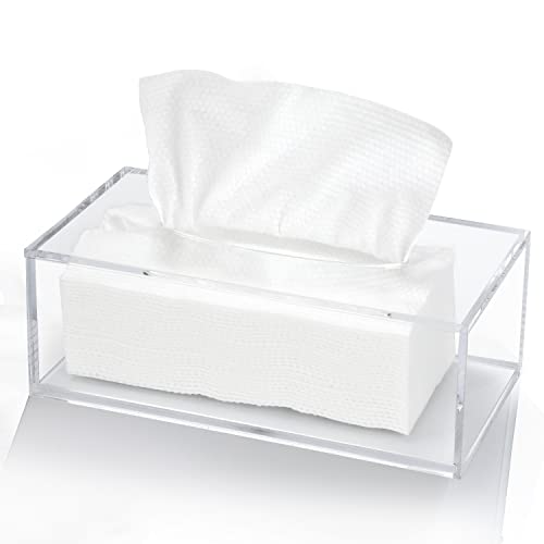 Handgefertigt Tücherbox aus Acryl 25×13×9cm Kosmetiktücherbox Rechteckige,Tissue Box für Esszimmer,Büro,Auto,Badezimmer (Transparent) von Senbaler