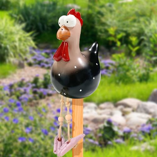 Senbaler Harz Huhn Deko Garten Gartenfigur Gartendekoration,Statue Bauernhof Balkon Wohnzimmer Deko,Dekorative Henne fur Outdoor (Schwarz) von Senbaler