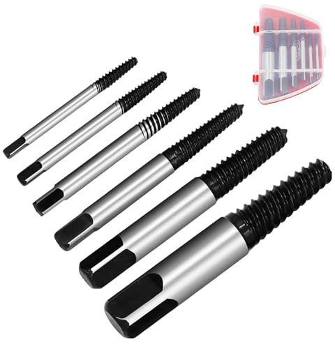Senbos Schraubenausdreher Set Profi [HSS 4241], 6 Stück Linksausdreher Set, Screw Extractor Kit, Schrauben Ausdreher Set zum Entfernen abgenutzter Schrauben und Abgebrochener Bolzen, M3-M25 von Senbos