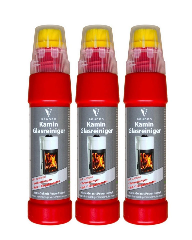 Sendeo Kaminscheibenreiniger SENDEO Gel, 200 ml, 3 Stk Scheibenreiniger (3-St) von Sendeo