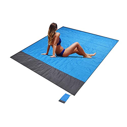 Senders Stranddecke, Picknickdecke, sandfreie Strandmatte, wasserdicht, leicht, 200 x 210 cm, faltbare tragbare Taschendecke, übergroße Campingmatte für Outdoor, Garten, Park, Gras, Rei von Senders