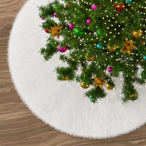 Weihnachtsbaum Decke 90cm Weihnachtsbaumdecke Weihnachtsbaum Röck Weiß Rund Basismatte Weihnachtsdekoration für Weihnachtsbaum Basisabdeckung Feiertagsparty Heimdekoration von Senders