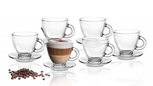 12tlg Set 6 Espresso Gläser mit 6 Unterteller Espressotassen Tasse Espressoglas von Sendez