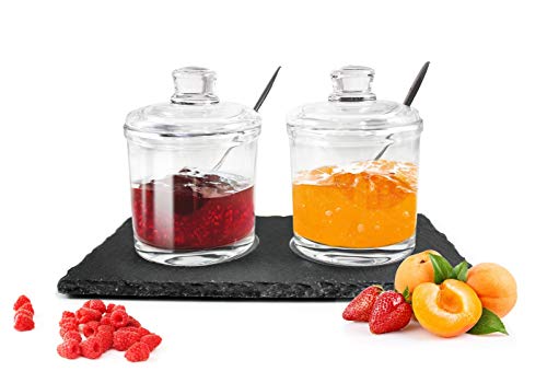 2 Gewürzdosen auf Schieferplatte mit Löffel Parmesandosen Marmeladendosen Set Honigdose Dose Zuckerdose Salzdose Vorratsdose 2 Gewürzdosen auf Schieferplatte mit Löffel Parmesandosen Marmeladendosen Set Honigdose Dose Zuckerdose Salzdose Vorratsdose von Sendez