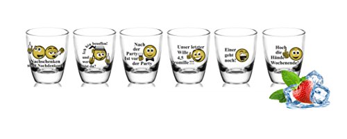 6 Schnapsgläser Tequilagläser mit Sprüchen Gläser Schnaps Shots Stamper Wodkagläser Barrel von Sendez