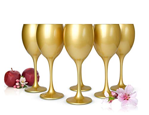 6 Weingläser Set 300ml im 6er-Pack Gold Handbemaltes Weinglas Rotweingläser von Sendez