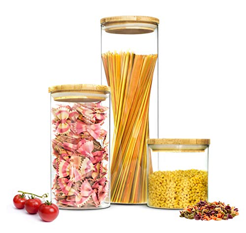 Sendez® 3 Vorratsdosen 2,2 + 1,3 + 0,6 Liter mit Deckel Vorratsbehälter Vorratsdose Vorratsglas Vorratsgläser von Sendez