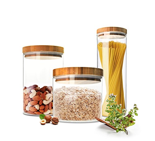 Sendez 3 Vorratsdosen Set mit Deckel Vorratsbehälter Vorratsdose Vorratsglas Vorratsgläser 2,1 Liter + 1,2 Liter + 0,6 Liter von Sendez