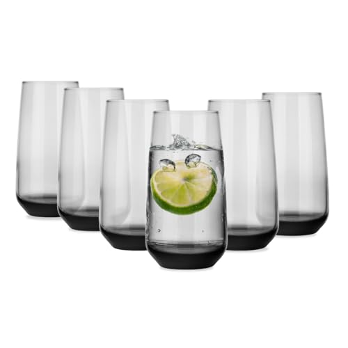 Sendez 6 schwarze rauchfarbene Longdrinkgläser 430ml Longdrinkgläser Cocktailgläser Saftgläser von Sendez