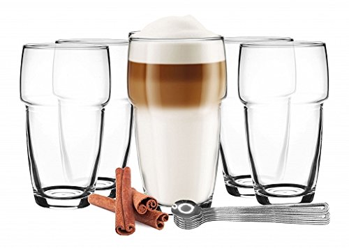 Sendez 6 stapelbare Latte Macchiato Gläser 300ml Kaffeegläser Teegläser Trinkgläser von Sendez