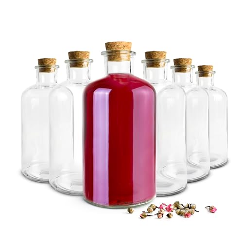 Sendez 6 x Glasflaschen 500ml mit Korkenverschluss ideal als Ölflasche Likörflasche Schnapsflasche Essigflasche oder Vorratsbehälter von Sendez
