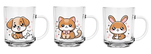 Sendez 6er Set Trinkgläser mit Tiermotiv – Hund, Katze, Kaninchen – 230ml Gläser mit Henkel – Buntes Pressglas – Spülmaschinengeeignet – Kindergläser für Kinder & Erwachsene Sendez 6er Set Trinkgläser mit Tiermotiv – Hund, Katze, Kaninchen – 230ml Gläser mit Henkel – Buntes Pressglas – Spülmaschinengeeignet – Kindergläser für Kinder & Erwachsene von Sendez