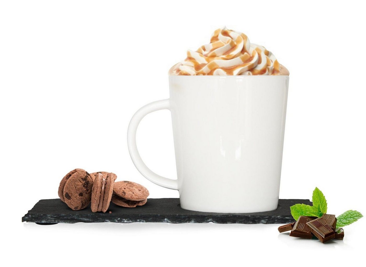 Sendez Becher 6 Kaffeetassen mit Schieferuntersetzern Kaffeebecher Teetasse Becher, Porzellan Sendez Becher 6 Kaffeetassen mit Schieferuntersetzern Kaffeebecher Teetasse Becher, Porzellan von Sendez