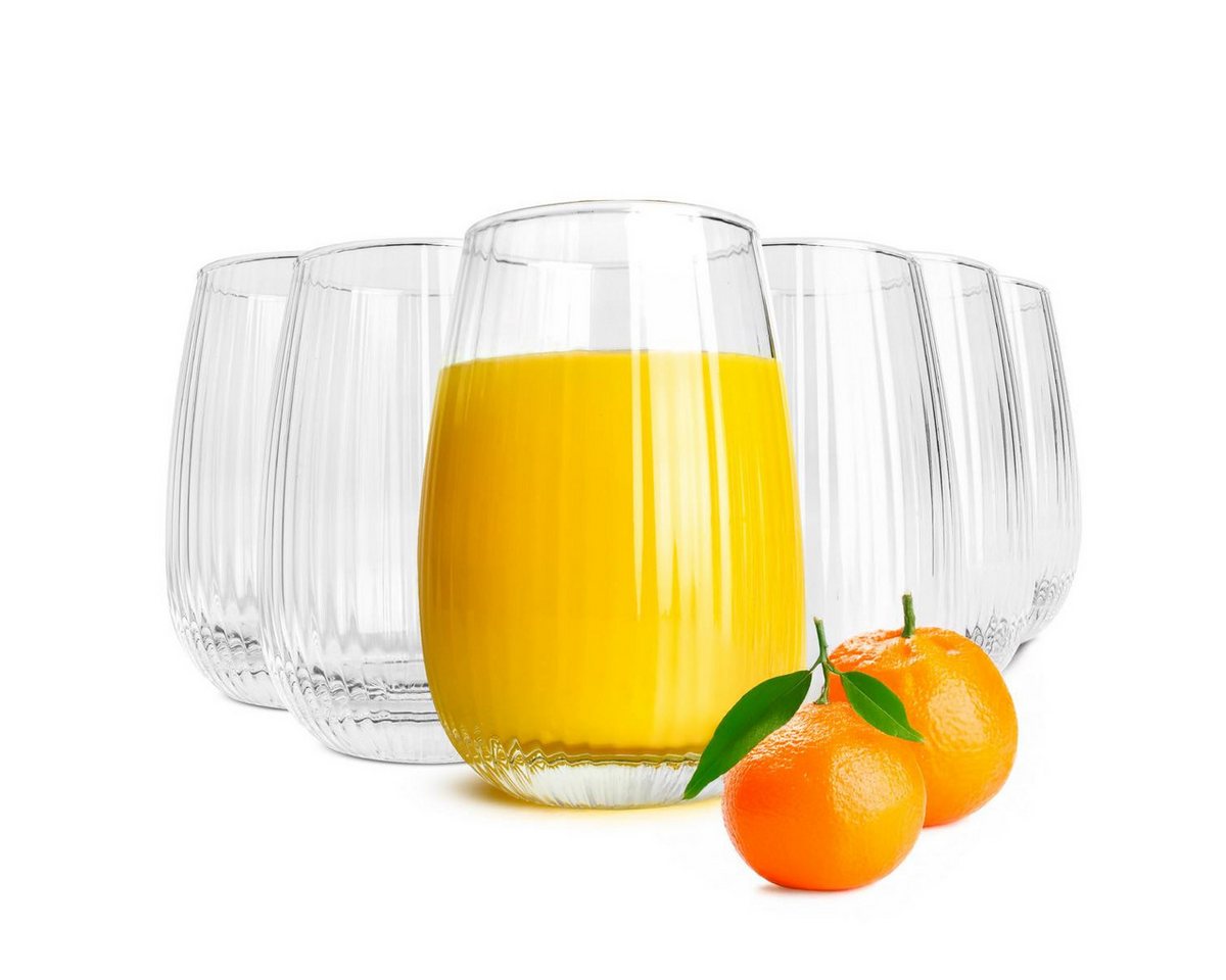 Sendez Cocktailglas 6 Trinkgläser 350ml (max. 400ml) geriffelte Oberfläche Cocktailgläser, Glas von Sendez