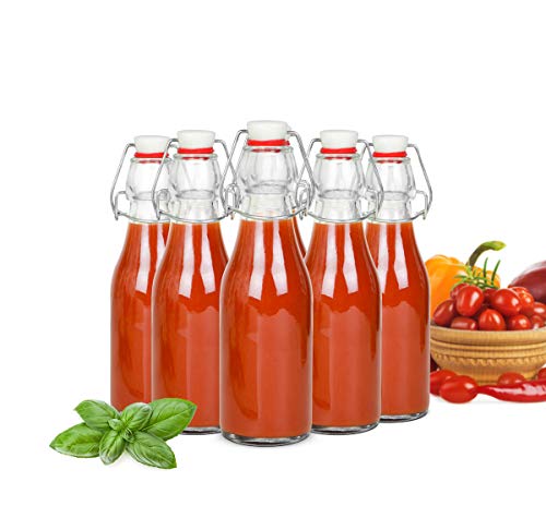 Sendez Glasflasche mit Bügelverschluss 200ml Trinkflasche Drahtbügelflasche Ölflasche 2-12 Stück (6 Stück) von Sendez