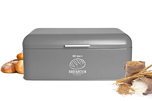 Sendez Großer Brotkasten aus Metall mit Klappdeckel – Grau – Brotbehälter Rollbrotkasten für Küche – Brotdose robust und luftdurchlässig Sendez Großer Brotkasten aus Metall mit Klappdeckel – Grau – Brotbehälter Rollbrotkasten für Küche – Brotdose robust und luftdurchlässig von Sendez