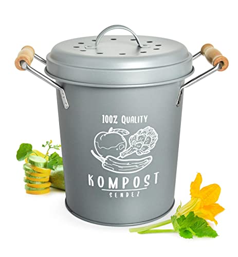 Sendez Komposteimer mit Aktivkohlefilter 4 Liter Kompostbehälter Mülleimer Abfalleimer von Sendez
