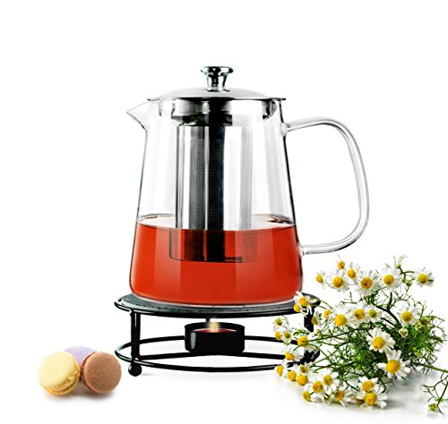 Sendez Teekanne 1,2L mit Edelstahl Sieb und Stövchen Teebereiter Glaskanne Teeset Kanne aus Borosilikatglas Sendez Teekanne 1,2L mit Edelstahl Sieb und Stövchen Teebereiter Glaskanne Teeset Kanne aus Borosilikatglas von Sendez