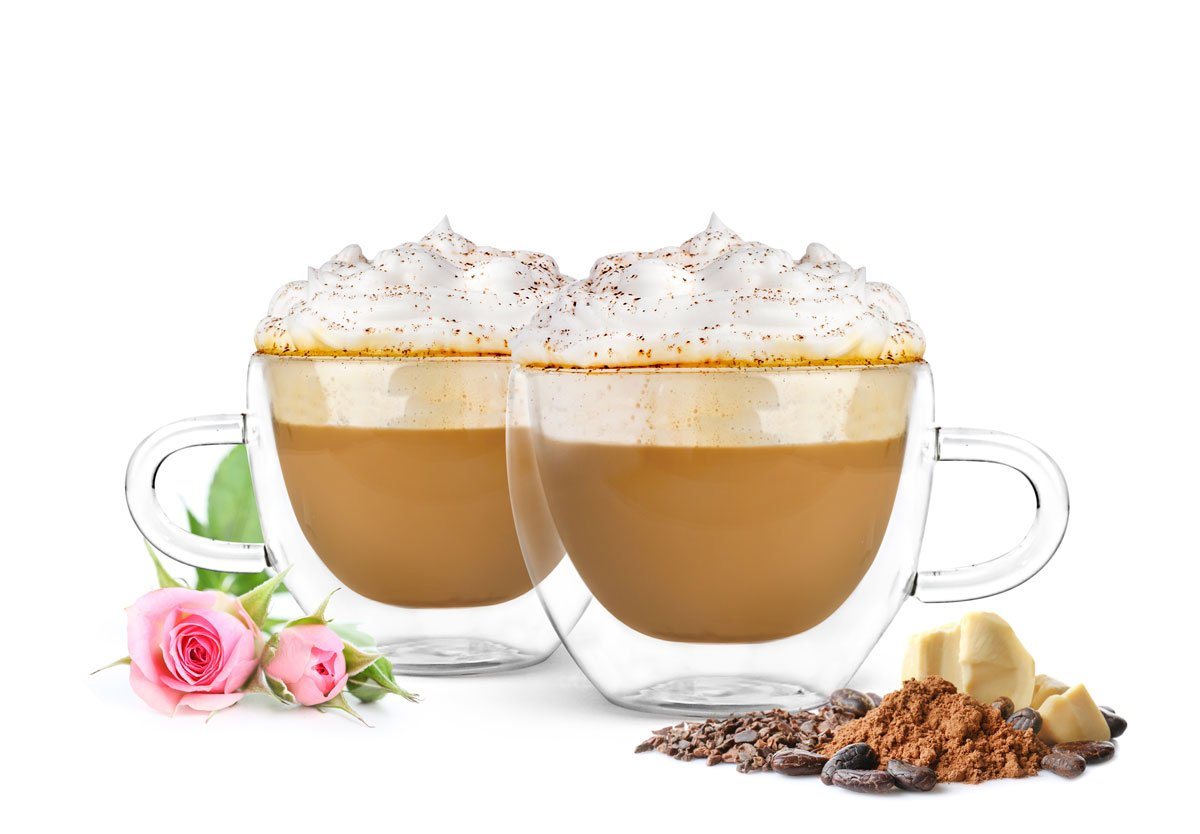 Sendez Thermoglas 4 Doppelwandige Cappuccino Tassen mit Henkel 300ml Kaffeegläser Teegläser Thermogläser Gläser, Glas von Sendez