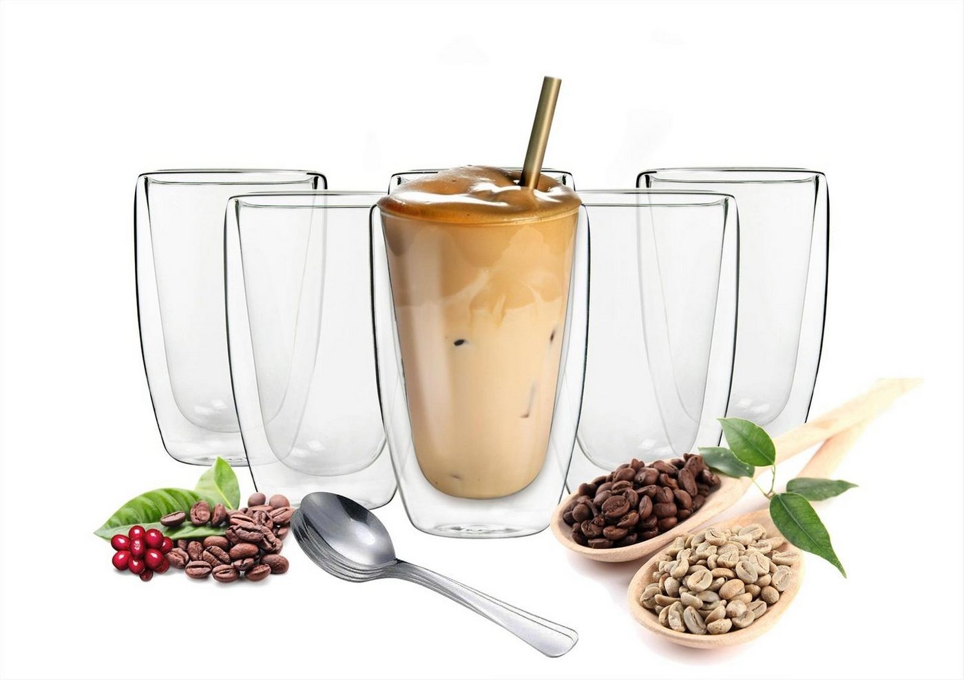 Sendez Thermoglas 6 doppelwandige Cappuccino Gläser 200ml Kaffegläser Teeglas, Glas von Sendez