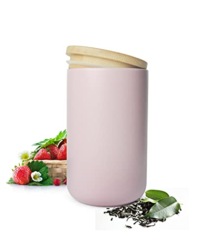 Sendez Vorratsdose Rosa/Lila aus Porzellan mit Holzdeckel Vorratsbehälter Dose Vorratsglas Aufbewahrungsdose von Sendez