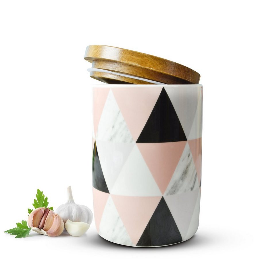 Sendez Vorratsdose 800ml mit Holzdeckel Gummidichtung Porzellan Vorratsbehälter, Porzellan Sendez Vorratsdose 800ml mit Holzdeckel Gummidichtung Porzellan Vorratsbehälter, Porzellan von Sendez