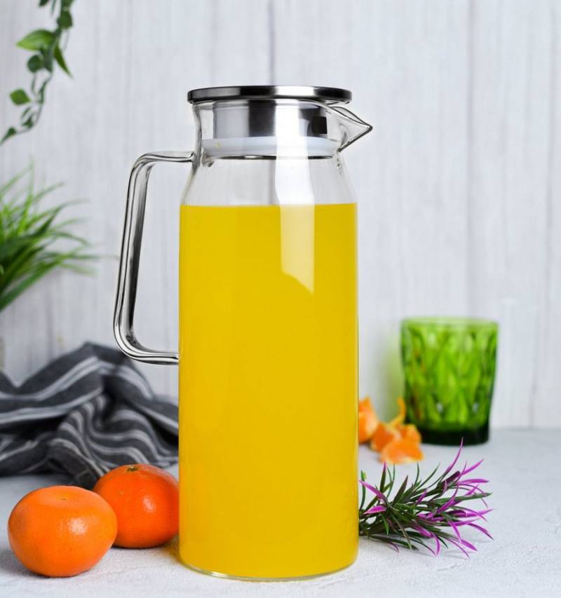 Sendez Wasserkaraffe Glaskaraffe 1,5L mit Edelstahl Filter Wasserkrug Glaskrug Saftkaraffe von Sendez