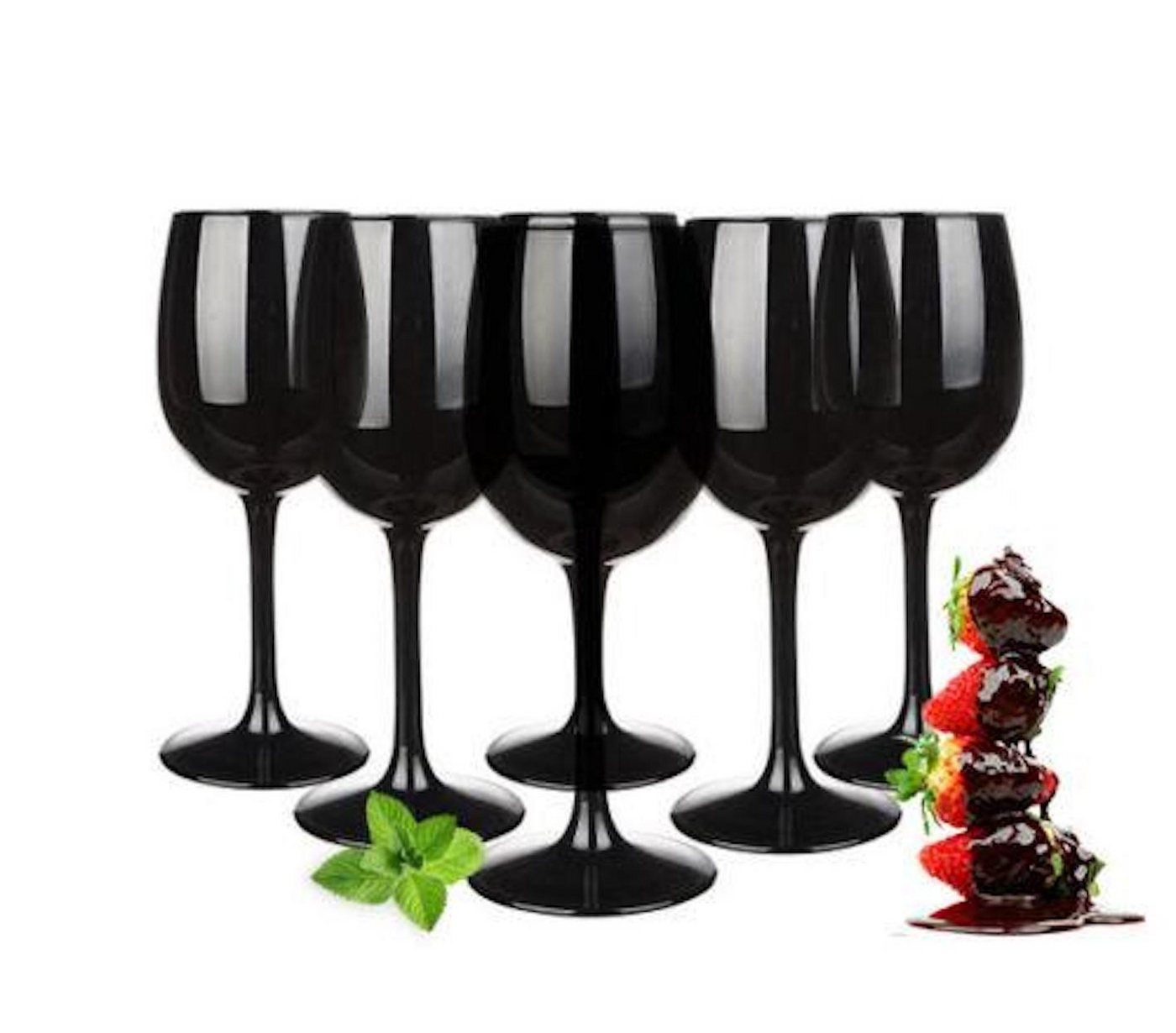 Sendez Weinglas 6 Weingläser Set 300ml Schwarze Rotweingläser Weißweingläser, Glas von Sendez