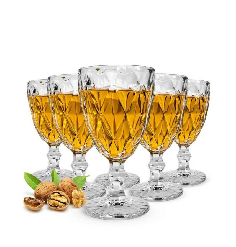 Sendez Weinglas 6 Weingläser mit Schliff 300ml auf Fuß Rotweingläser Gabi, Glas von Sendez