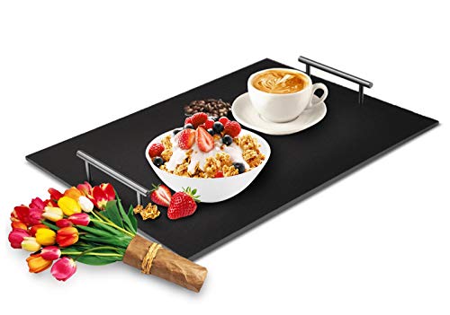 Sendez Servierplatte aus Schiefer Betttablett Frühstückstablett Tablett Schieferplatte von Sendez
