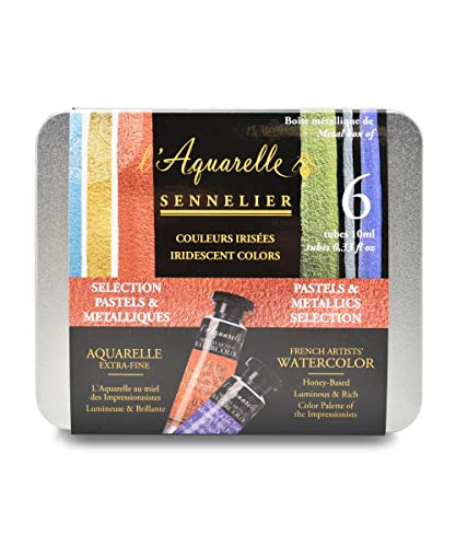 Sennelier l'Aquarelle Irisierende Farben, Pastels & Metallics Selection 6 Tuben ? 10ml von Sennelier