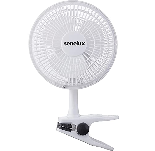 Senelux 15,2 cm Clip on Ventilator mit 2 Geschwindigkeiten, leiser Betrieb, tragbarer Luftkühlungsventilator, ideal für Zuhause und Büro, Weiß von Senelux