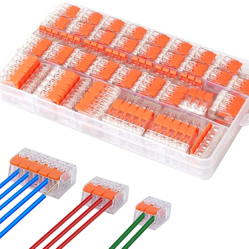 Kabelverbinder Kabelklemmen Elektro, 75 Stück Verbindungsklemmen, 4mm² Leiter LüSterklemmen Aus Feuerfestem Pc Material für 2-3-5 Leiter Elektro Draht Kabelklemmen von Senerma