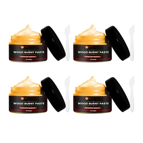 Holz Brennpaste, Einfach Aufzutragende Brennpaste, Brandmalerei Brennpastes Gel Für Holz, Papier, Leder, Stoff, 120 ml (4er-Pack) von Senermter